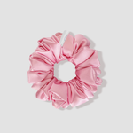 This is a picture of our baby pink satin scrunchie named Pinku. The elastic is 8 to 9 inches around. Fun Fact: Pinku means Pink in Japanese.