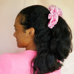 Picture of the Baby Pink scrunchie in the hair